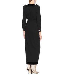 Robe de soiré<span class=keywords><strong>e</strong></span> noire longue, décolleté plongeant en V, nœud fendu, belle tenue - Product Image 3