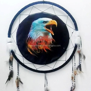 Valiers décoratifs en plumes, modèle traditionnel, fait à la main, thème loup <span class=keywords><strong>attrape</strong></span>-rêves, ornements pour jardin, cuisine et chambre à coucher, 1 pièce - Product Image 4