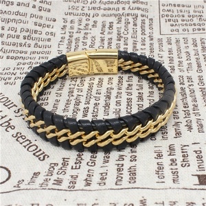 Nuovo Modello di <span class=keywords><strong>Bracciale</strong></span> da <span class=keywords><strong>Uomo</strong></span> Yudan Jewelry in Pelle <span class=keywords><strong>e</strong></span> Oro - Product Image 4