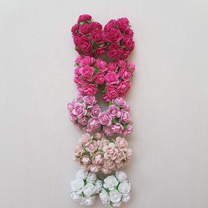 100 pçs artesanais de papel de rosa de amoreira, flor de rosa de 1.5 cm artesanal para scrapbook, laço de boneca de casamento, suprimentos para casa, cartão em 5 cores - Product Image 1