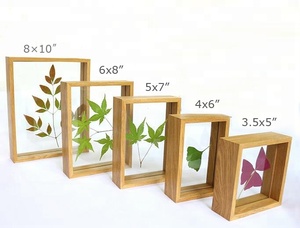 Natural Wood Finished Decorative Transparent <strong>Double</strong> Sided Glass Floating <strong>Photo</strong> <strong>Frame</strong> for Tabletop <strong>Photo</strong> Display - Product Image 5