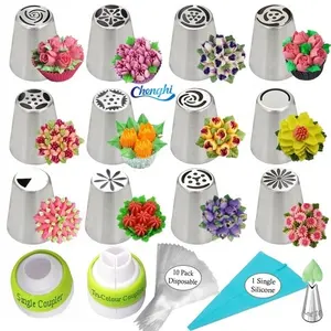 Groothandel Hete Verkoop Roestvrijstalen Russische Gebak Nozzles Piping Icing Tips Sets Cake Decoreren Tool