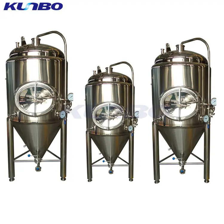 Kunbo equipamento de vinho usado, fermentador cônico de aço inoxidável com resfriamento ajustável