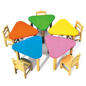 Colorful children dinning table and chair kindergarten kids daycare wood table