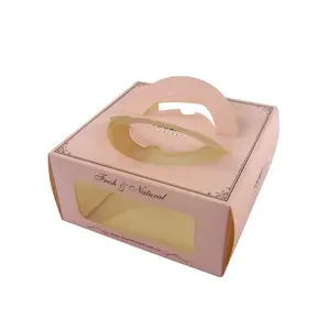 Custom Printed Cardboard Paper Cake Box with Window/Handle