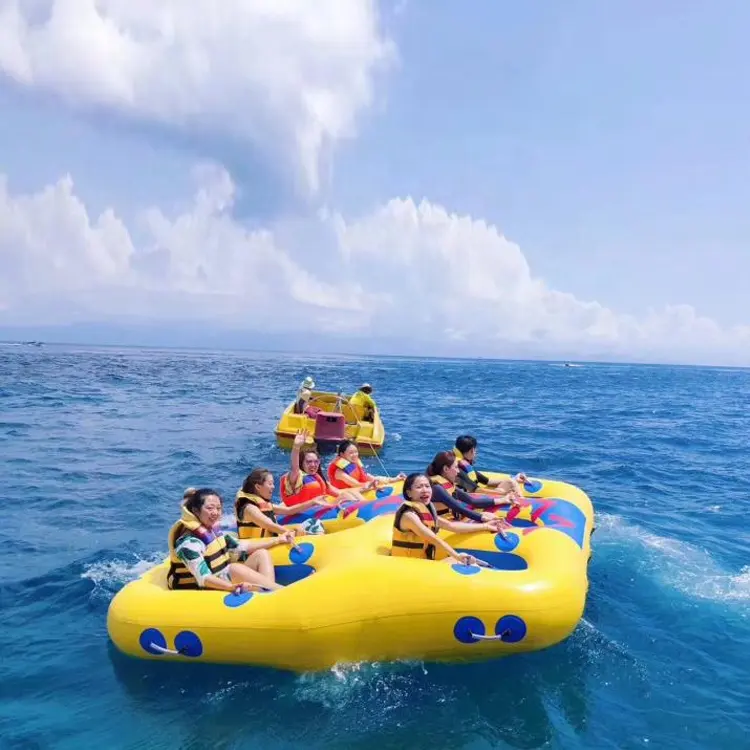 ห่วงยางของเล่นเป่าลมลอยน้ำได้สำหรับ7คน,ของเล่นแบบลากได้เรือ/นั่งเรือโดนัท/ท่อบินสำหรับเกมกีฬาทางน้ำ
