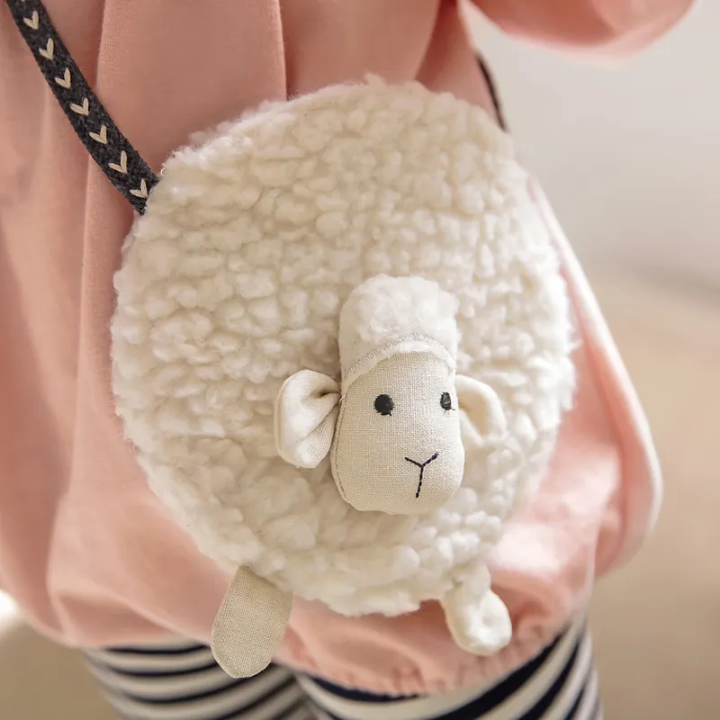 Little Lamb Bags for Kids Wholesale Kids Children Cute Sheep Makeup Bag Little Girls 3D Animal Cross Body Kids Messenger Bag