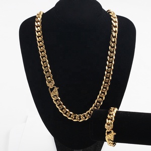 OUMI-Collar <span class=keywords><strong>de</strong></span> Eslabones Cubanos Chapado en Oro Pesado, Joyería Punk Hiphop <span class=keywords><strong>de</strong></span> Acero Inoxidable <span class=keywords><strong>de</strong></span> 18K, Diseño para Hombre, Boda - Product Image 6
