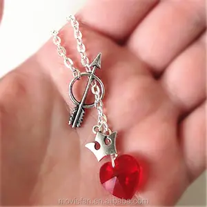 Regina Robin Pendant OUAT Outlaw Queen Ship Necklace Heart Crystal Crown Arrow Once Upon A Time Jewelry