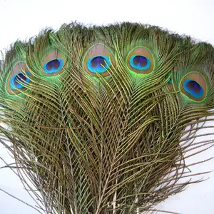 Plumas artificiales naturales de pavo real para decoración, superventas, 70-120cm