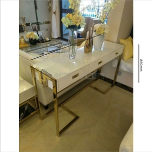 Altın Modern MDF üst oturma odası konsol masa üç çekmeceli - Product Image 2