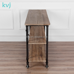 Estantería expositora industrial de <span class=keywords><strong>madera</strong></span> y hierro de tres niveles KVJ-7458 - Product Image 2