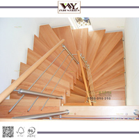Escalier en bois massif en vente en gros, escalier flottant en porte-à-faux