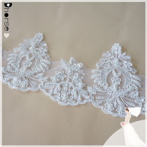 Vente chaude délicate Chic perlé petite dentelle garniture Polyester ivoire pour voile de mariage DHBL1582 - Product Image 3