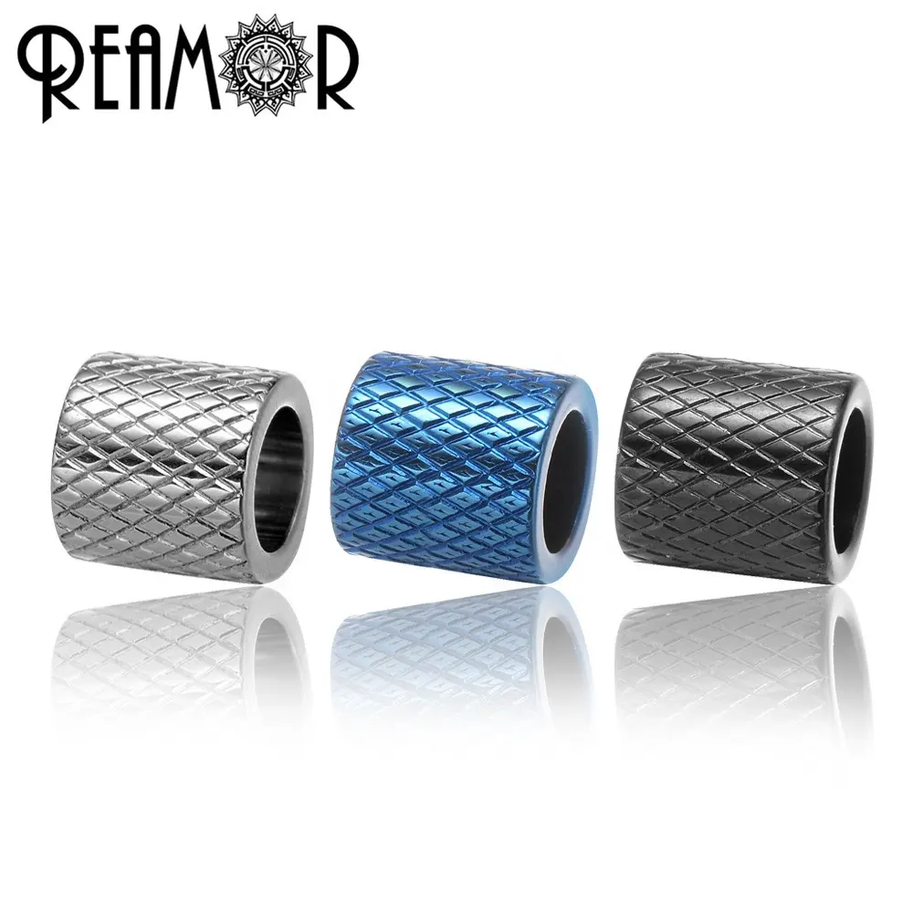 REAMOR 316l Manik-manik Silinder Belah Ketupat 6Mm, Baja Tahan Karat Berlapis Hitam untuk Membuat Perhiasan Gelang DIY Manik Spacer Temuan