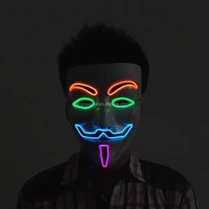 New Hot <span class=keywords><strong>Sale</strong></span> 4 Guy Cor Flash Constante On/Piscando Fio EL Glowing Máscara Máscara de Halloween LED <span class=keywords><strong>V</strong></span> <span class=keywords><strong>for</strong></span> Vendetta Máscara Do Partido em Natal - Product Image 6