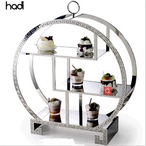 Belleza al por mayor buffet servidor elegante de acero inoxidable anillo pastel postre display <span class=keywords><strong>stand</strong></span> 3 de té de la tarde pastel soporte - Product Image 3