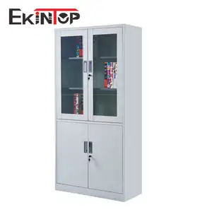 Ekintop Salon Kecantikan Rak Buku Password Stereo Pintu Kaca Karton Kotak Penyimpanan File Kabinet