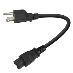 US Standard Extension Power Cable 10A 120v 18AWG C5 Power Cord for Laptop Adapter Plug