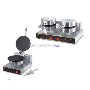 Machine de fabrication de cornets de crème glacée gaufrés à plaque ronde, fabricant de snacks à cornets de glace gaufrés à glace - Product Image 2