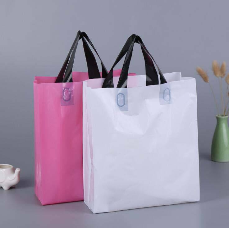Soft Loop Handle T-Shirt Bags with Dissolvable PE PP Plastic Recycled  Materials Gravure Printing for Clothing Shoes Socks Secure