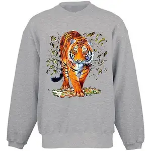 Sweat-shirt col rond pour homme, manches longues, col ras du cou, boucles d'oreilles, Logo éponge imprimé, couleur gris, logo de bonne qualité, polaire