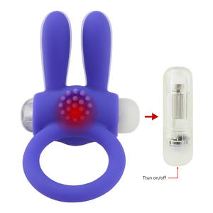 Juguetes mainan seks anillos vibradores silikon kelinci Vibrator <span class=keywords><strong>Penis</strong></span> cincin gembok untuk mainan seks pria - Product Image 3
