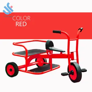 Vendita all'ingrosso doppio posti triciclo-YF-B0862 di alta qualità a doppia posti triciclo per bambini di scuola materna in metallo 3 bambini ruota di triciclo per 2-8 anni