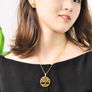 collar y aretes de juegos en acero inoxidable 316L <span class=keywords><strong>arbol</strong></span> especial en acero dorado inoxidable - Product Image 2