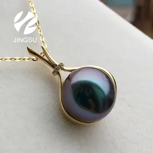 Tahitian pearl natural color 18 k gold charms pendant new design