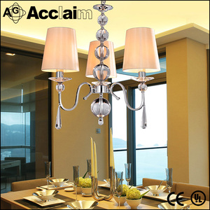 European hotel classic grand LED <span class=keywords><strong>lampadario</strong></span> di cristallo <span class=keywords><strong>con</strong></span> paralume in tessuto - Product Image 5