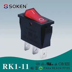 Basculante RK1-11 RoHS montaje en panel rectangular snap in boat Rocker Switch con neón / 32 x 14 interruptor