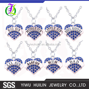 Conjunto de collar A700033 Yiwu Huilin, joyería con corazón de cristal, grande, medio pequeño, pequeño, bebé, hermana, mamá, papá, miembro de la familia - Product Image 3