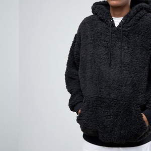 Commercio all'ingrosso Mens Nero <span class=keywords><strong>Felpa</strong></span> Con <span class=keywords><strong>Cappuccio</strong></span> di Pelliccia Sherpa In Pile di Grandi Dimensioni Con <span class=keywords><strong>Cappuccio</strong></span> - Product Image 2