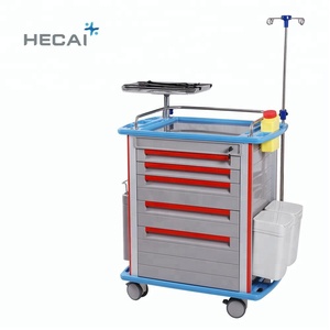 Chariots d'instruments hospitaliers chariot d'urgence médical chariot d'anesthésie en plastique <span class=keywords><strong>ABS</strong></span> de haute qualité avec tiroirs et carte de RCR - Product Image 5