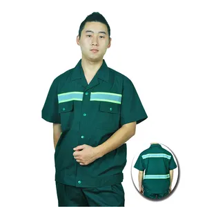Uniforme de combinaisons de <span class=keywords><strong>travail</strong></span> de sécurité pour hommes vert d'été respirant - Product Image 1