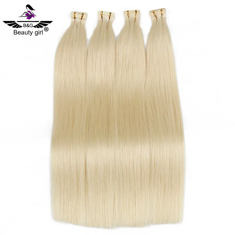 Hot sale unprocessed vietnam human hair honey blonde silk straight double draw tape in hair extensions