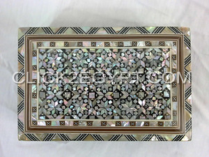 Boîte à bijoux en mosaïque égyptien, bibelot mère de la perle, boîte à bijoux en bois, J16 - Product Image 2