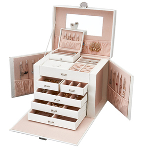 Boîte à <span class=keywords><strong>bijoux</strong></span> de luxe de <span class=keywords><strong>grande</strong></span> <span class=keywords><strong>capacité</strong></span>, Logo personnalisé, petite étui de voyage, en cuir PU noir, rangement pour collier, bague, boucles d'oreilles, boîte à <span class=keywords><strong>bijoux</strong></span> - Product Image 2