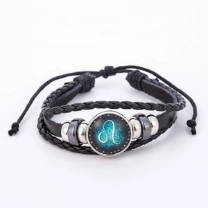Moyamiya Time Gem Fashion Charm Bracelet Cuerda de cuero trenzada con horóscopo del zodiaco para mujeres y hombres Mercado en línea Producto - Product Image 6