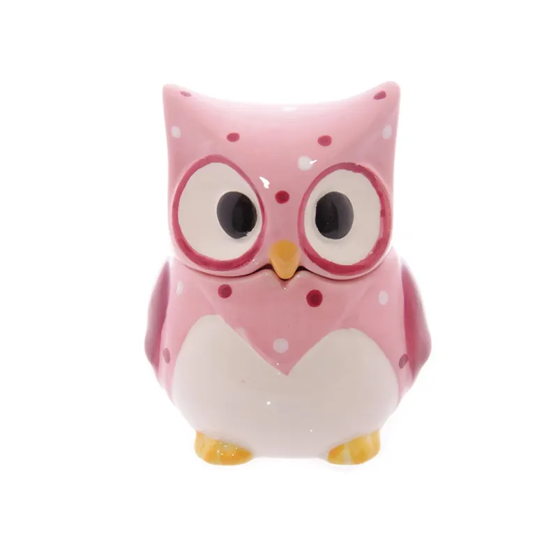 Most popular cute owl shape box with spot ceramic jewelry trinket box