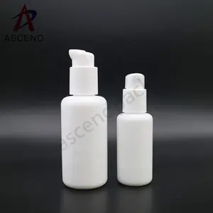 Bouteille cylindre de luxe, pot en verre pour crème cosmétique, flacon avec pompe pour fond de teint, lait blanc et opale, de 40ml, 100ml, 120ml, 200ml