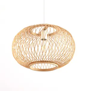 Moderne bambus gewebt handgemachte hängende lampe indoor dekoration natürliche rattan ball käfig kronleuchter anhänger Lichter