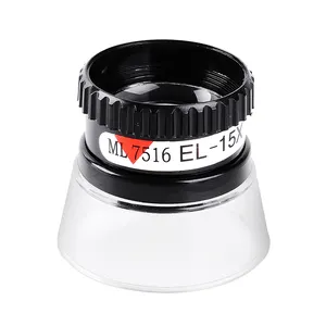 Color Box OEM 6 Months Wholesale Logo Portable Monocular Dome Magnifier 15x Magnifying Glass Loupe Customized Barrel Black 1pcs