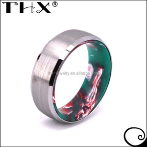 Anillo de resina de tungsteno y epoxi para aniversario, conjunto de resina azul y verde, anillo fino transparente, joyería de regalo - Product Image 3