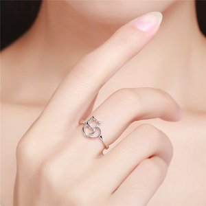 Anello G34 in Argento Sterling 925 con Gattino Dispettoso e Cuore, Gioiello da Donna - Product Image 5