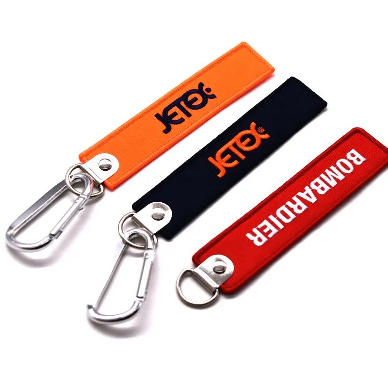 Creative promotional souvenir woven embroidery logo fabric Key chains