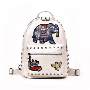 Dropship <strong>Petit</strong> Sac a Dos Femme En Cuir Rouge Red Leather Rivet Trim Small <strong>Backpack</strong> - Product Image 3