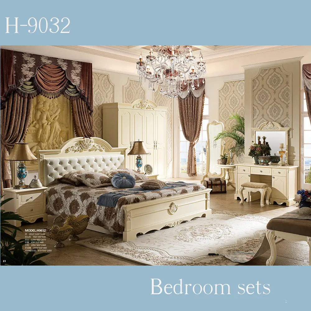Elegantes stabiles Bett Französische Luxus-Schlafzimmer möbel aus Holz/Schlafzimmer möbel mit einfachem Design