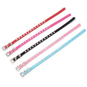Rhinestone Bling cachorro gato Collar ajustable de cuero Bowknot gatito Collar pequeño mediano Gatos Perros Pug Chihuahua Yorkshire - Product Image 2